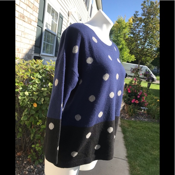 Madewell Merino Wool Polka Dot Color Block Sweater - Picture 7 of 13